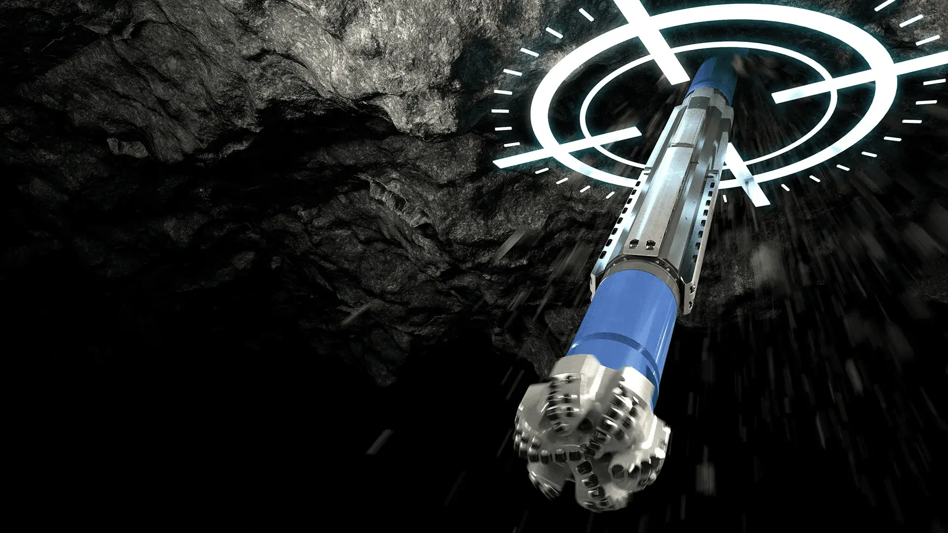 Directional drilling tool operating inside an underground mine.